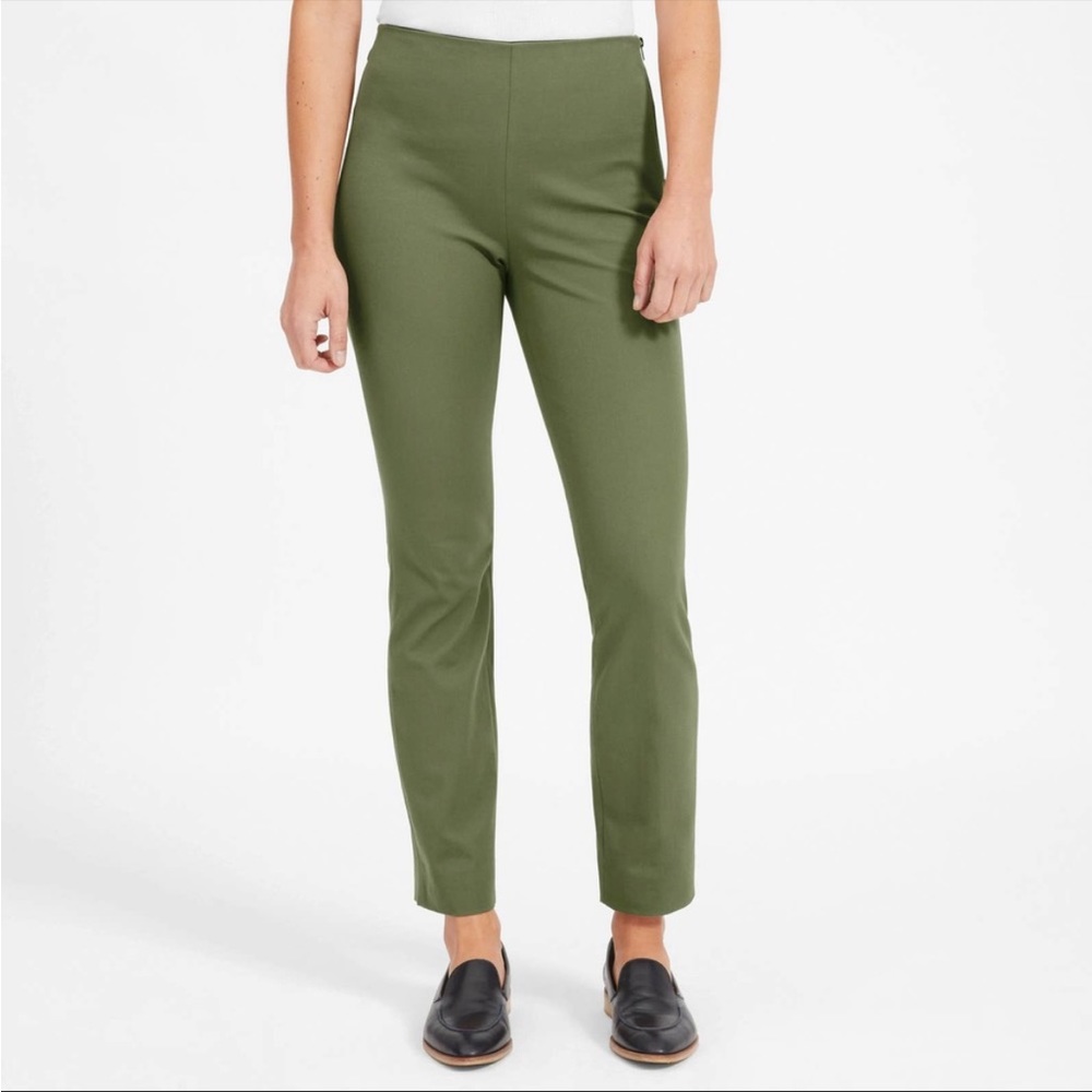 Everlane The Side-Zip Stretch Cotton Pants Olive Green‎